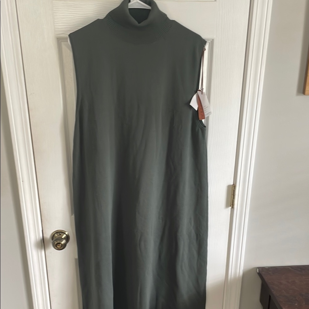 Vaara Green Sleeveless Mock Neck Sheath Dress 3xl